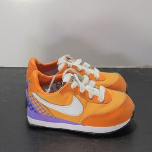 Nike Waffle Trainer 2 SE TD Low Youth Sz 5c Girls 006717 Orange Purple Sneakers
